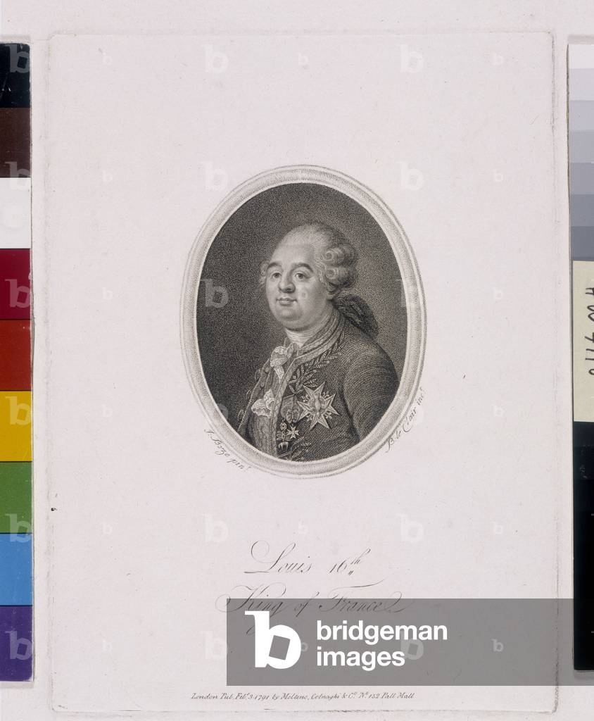 Portrait of King Louis XVI (1754-1793). Engraving by Joseph Boze (1745-1826), 22x16,5cm. Private collection