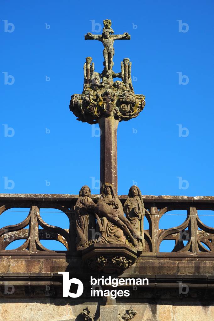 Parroissial enclosure, Triumphal gate, detail of Calvary, Elorn valley, Martyrdom, Finister, France (photo)