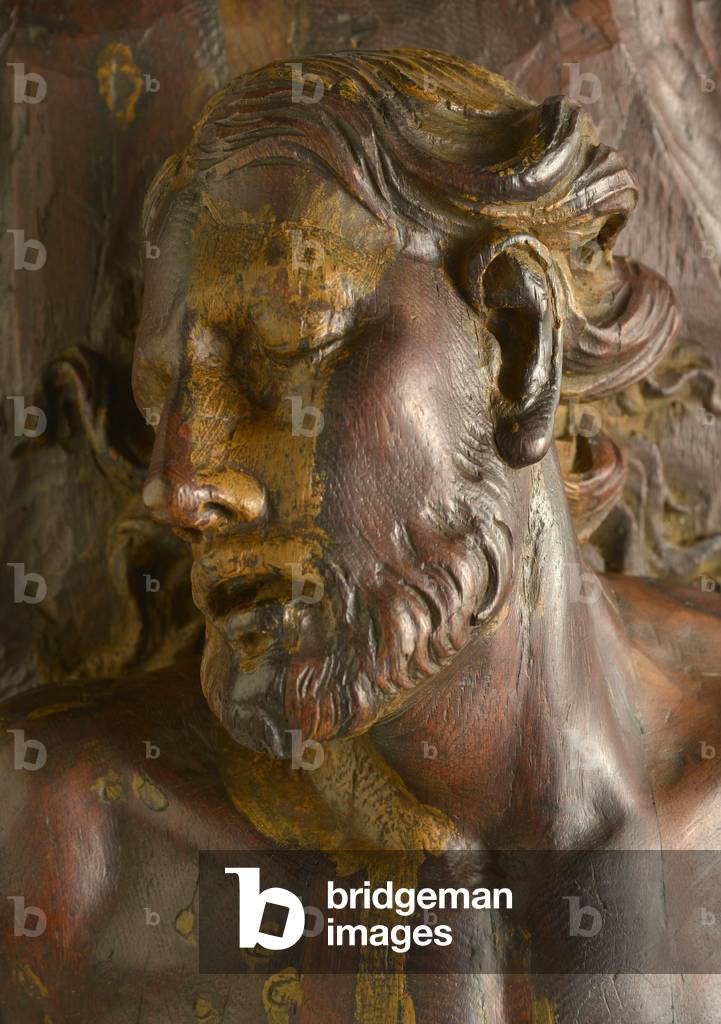 The Christ lying in the church of Saint Martin in Marseille - Face detail - Wood sculpture by Antoine Duparc (1698-1755) Dim 187x64x36 cm Musee du Vieux Marseille