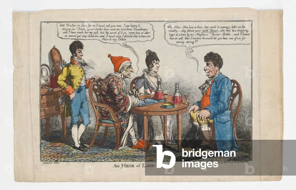 An HEIR at LAW !!, print made by Charles Williams, 1808 (hand-coloured engraving)
