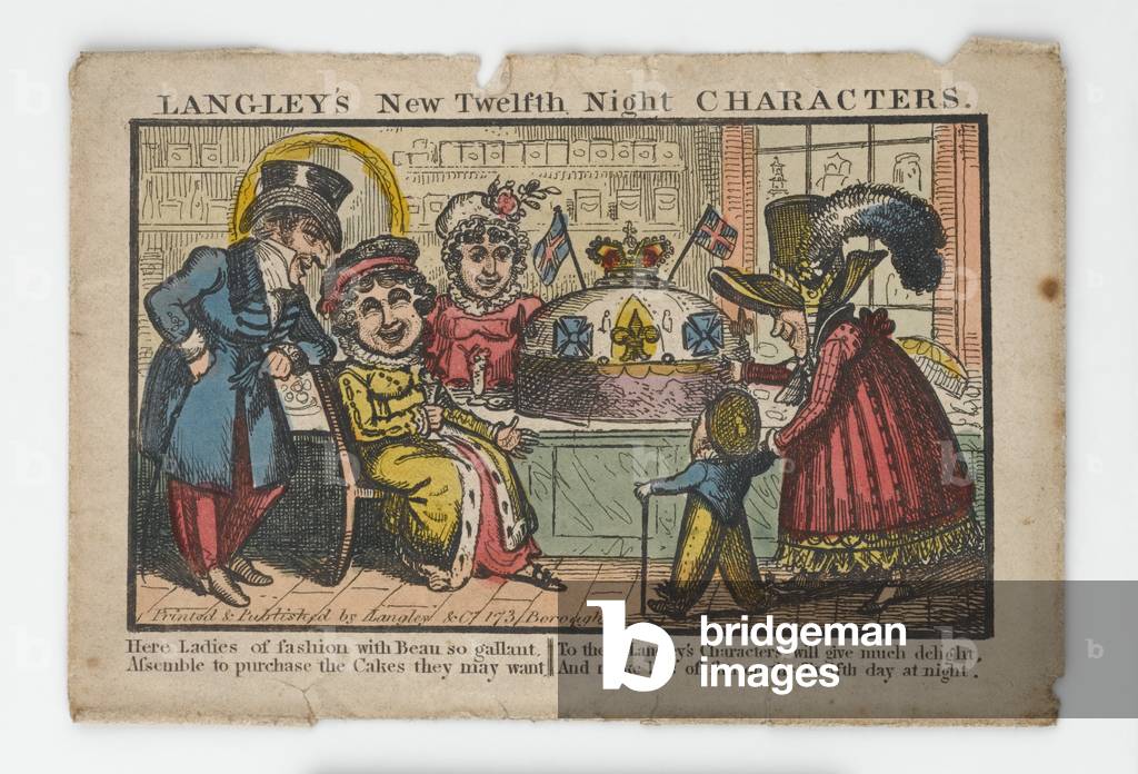 Langley's New Twelfth Night Characters Envelope, 1818 (hand-coloured engraving)