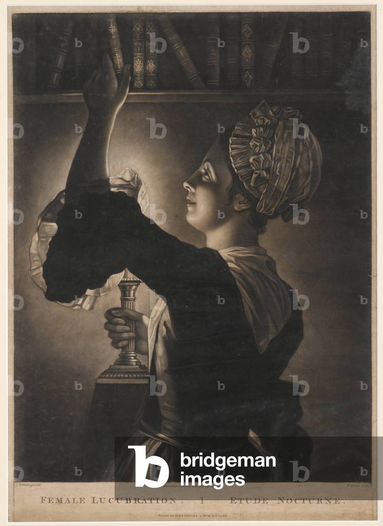 Female Lucubration, print made by Philip Dawe, 1772 (mezzotint)