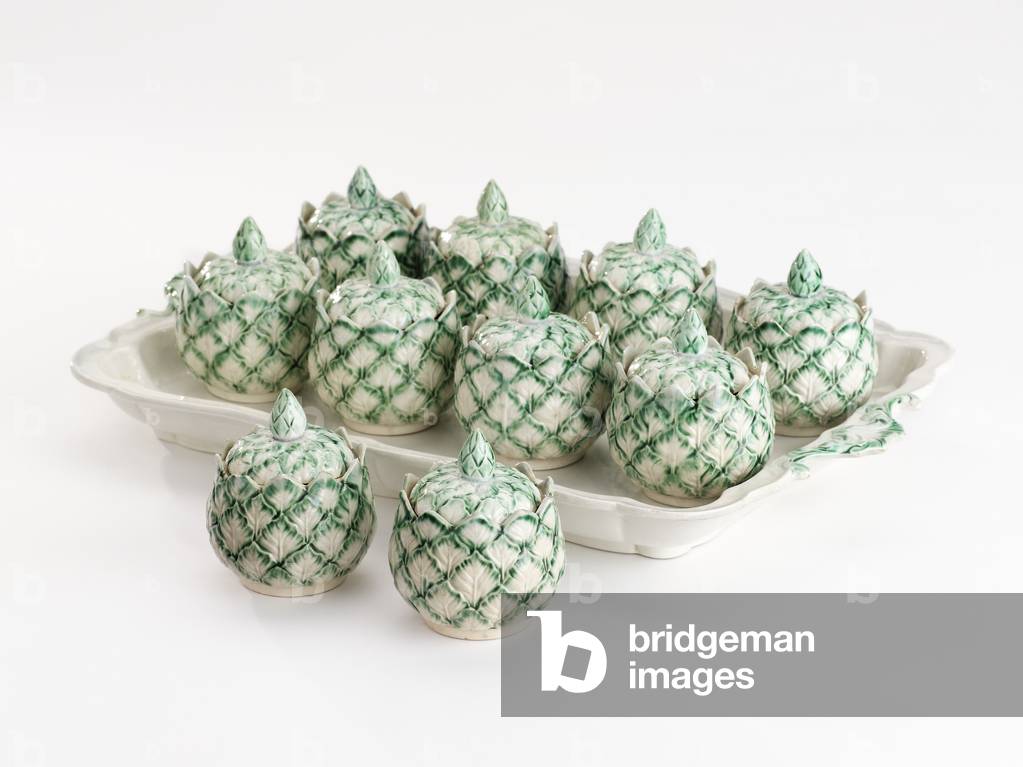 A set of custard pots on a tray, c.1780s-90s (pearlware)