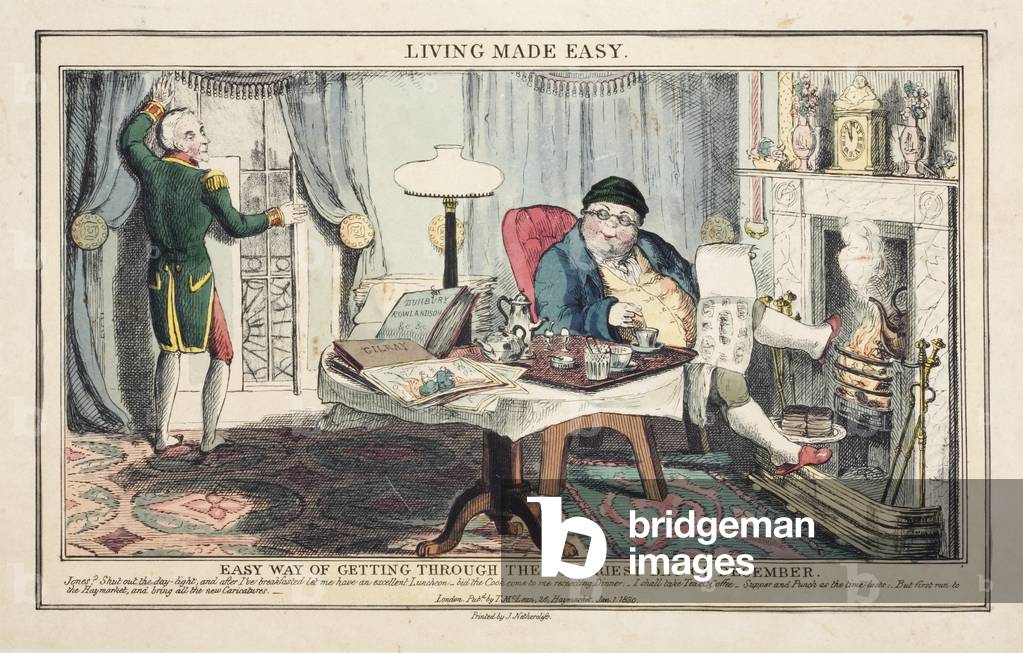Living Made Easy, printed by J. Netherclift, published in London by Thomas McLean, 1830 (hand-coloured etching)
