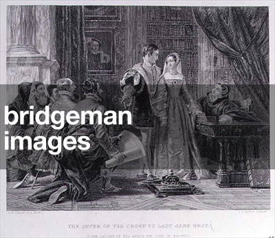 The Offer of the Crown to Lady Jane Grey (1537-54) engraved by Charles George Lewis (1808-80) (engraving)