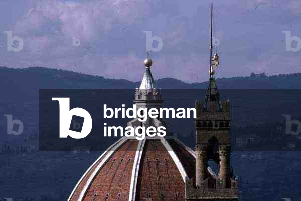 View of the Cathedral Dome and the Palazzo Vecchio Campanile, from the Forte di Belvedere (photo)