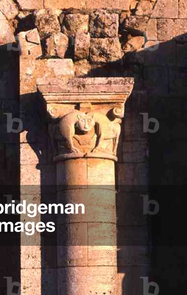 Column from the Church of Sant'Antimo, Montalcino, Tuscany, Italy (photo)