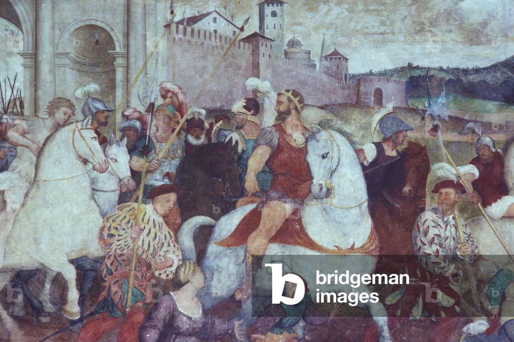 Battle scene outside the city walls, c.1460s (fresco)