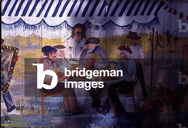 Game of cards, 20th century (mural painting)