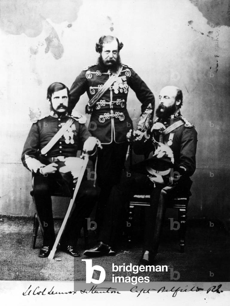 Lieutenant Colonels Lennox and Stanton and Captain Belfield R.E., c.1860 (b/w photo)