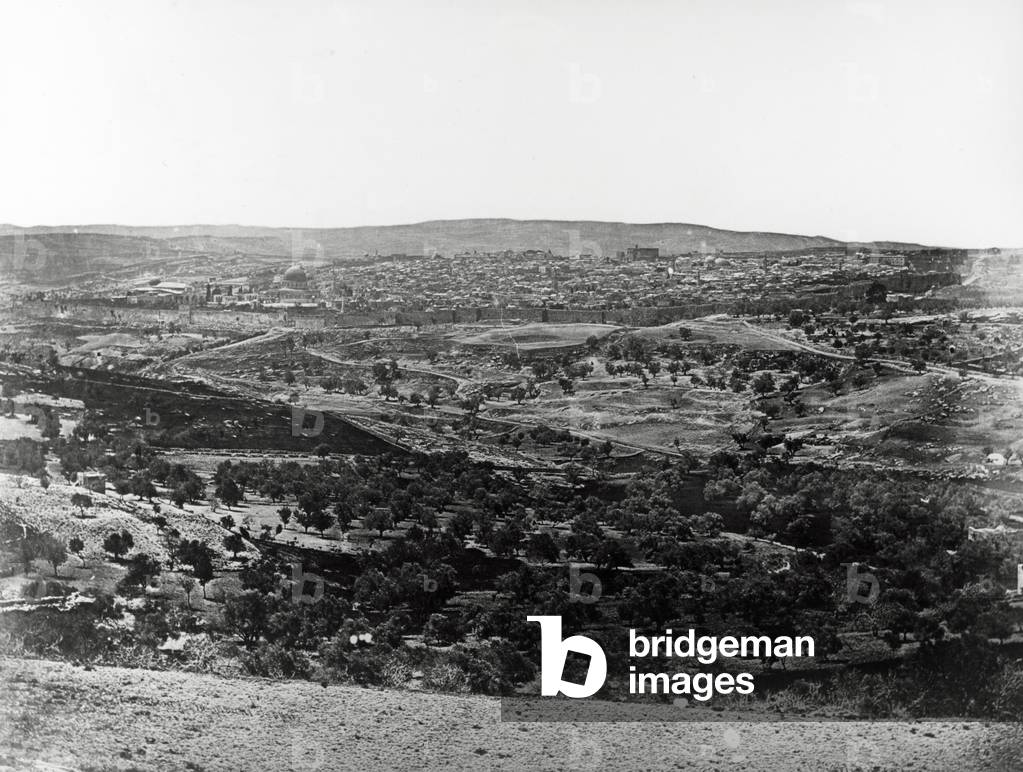 Jerusalem from Mount Scopus, 1857 (b/w photo)