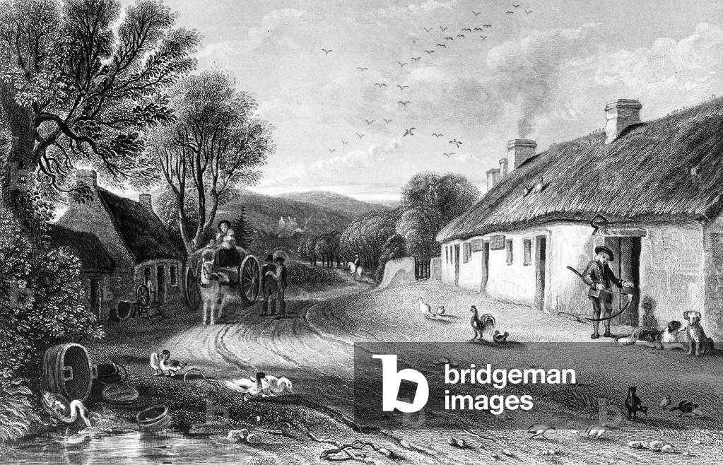Burn's Cottage, illustration from 'Land of Burns' by John Wilson, published 1840 (engraving)