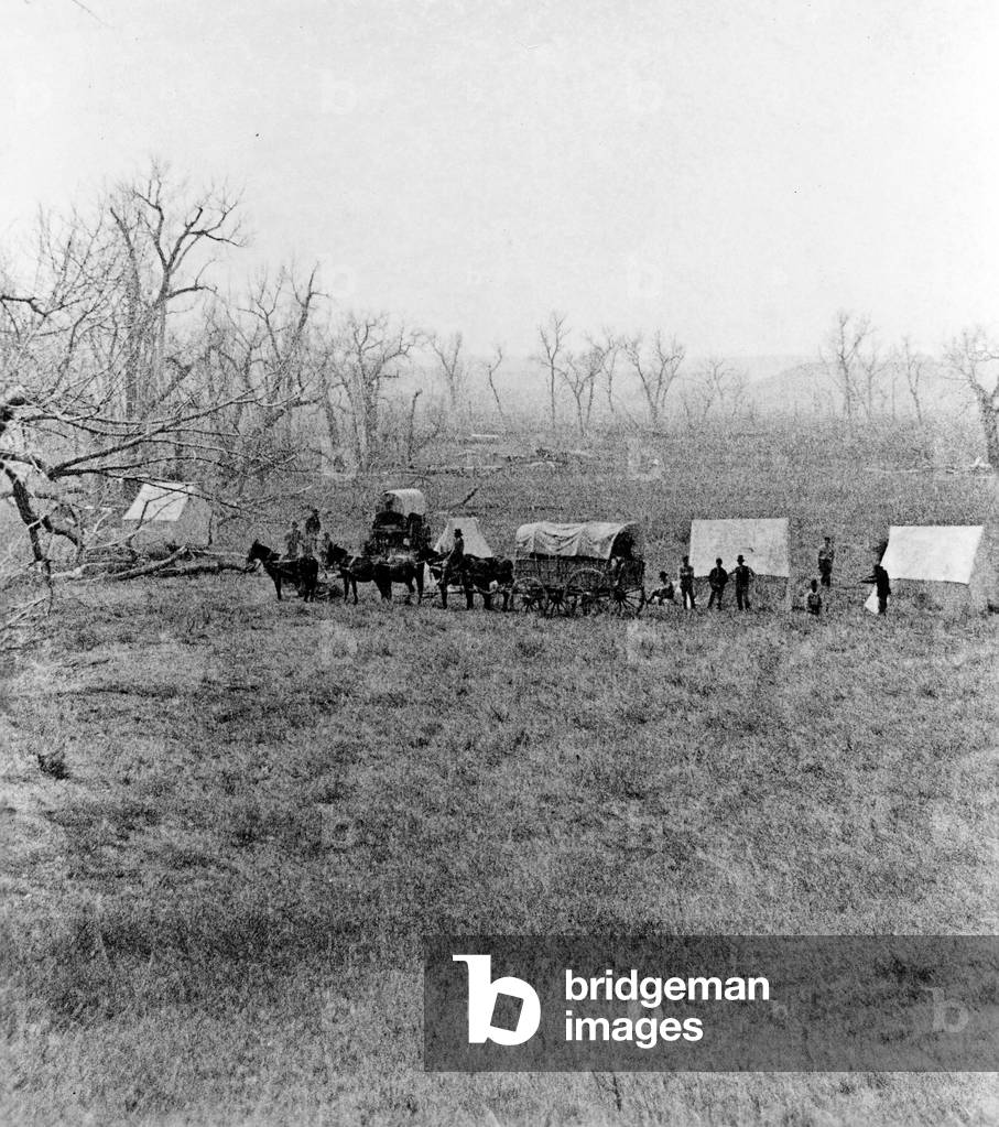 Captain Sanderson's Camp at the Ford, Custer's Battlefield, 1879 (b/w photo)