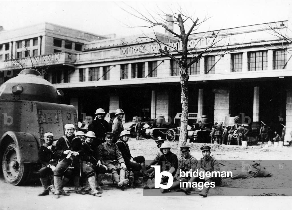 Japanese Soldiers and Tanks in China, c.1920-40 (b/w photo)