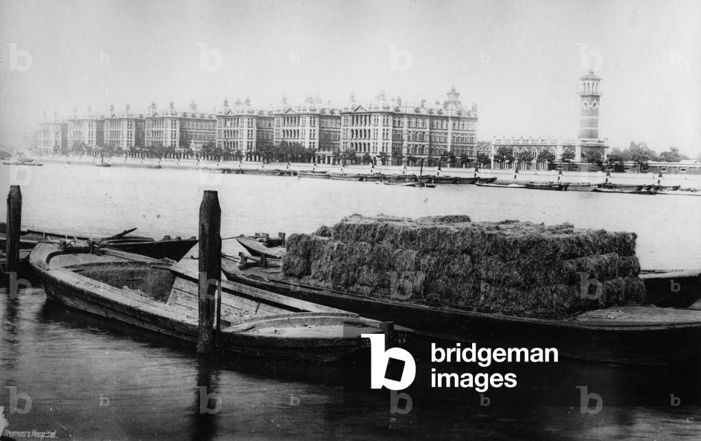 St Thomas' Hospital, Albert Embankment, late c19th (b/w photo)