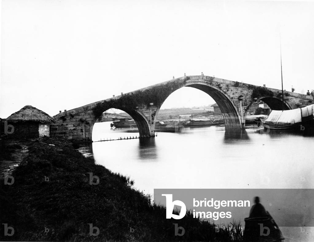 WongDoo Bridge, Soochow Creek, c.1870 (b/w photo)