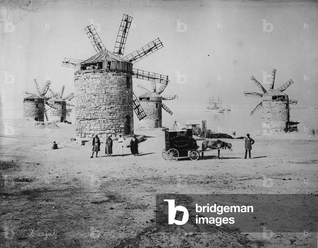 Photographer Zangaki and his mobile darkroom, c.1880 (b/w photo)