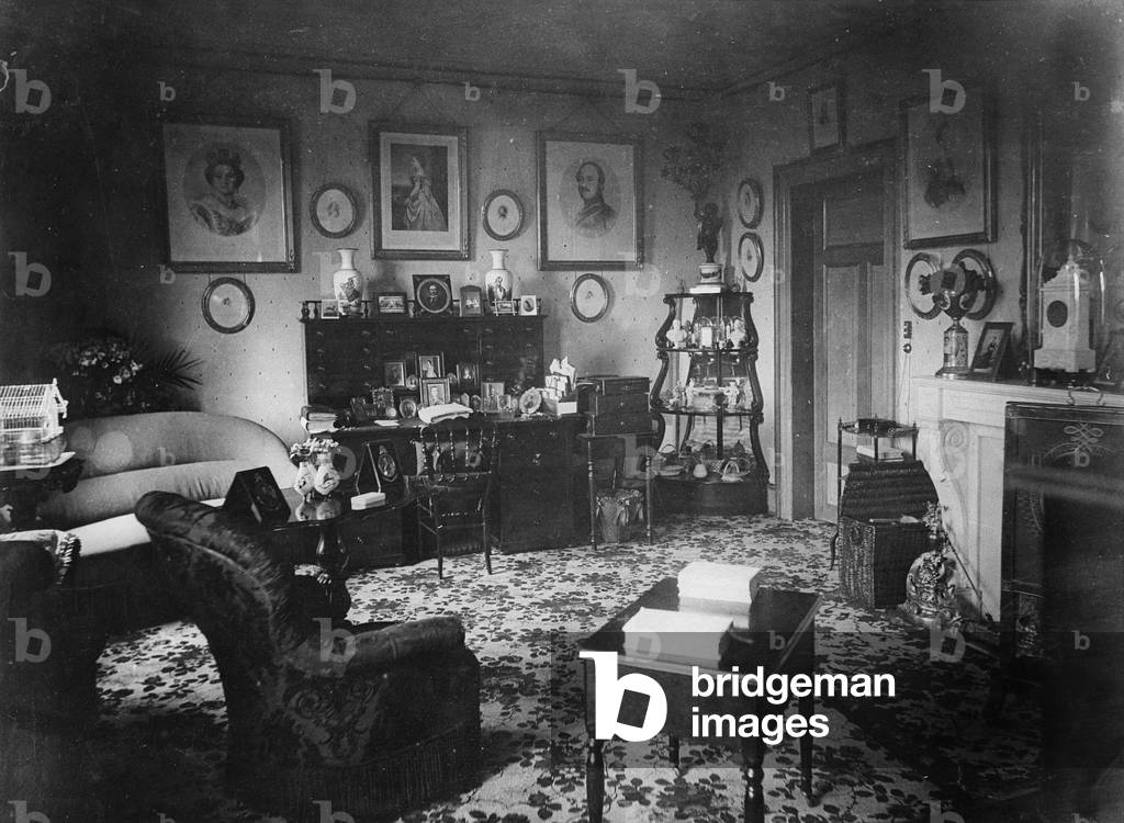 The Queen's Sitting Room, Villa Hohenlohe, Baden-Baden, late 1860s (b/w photo)
