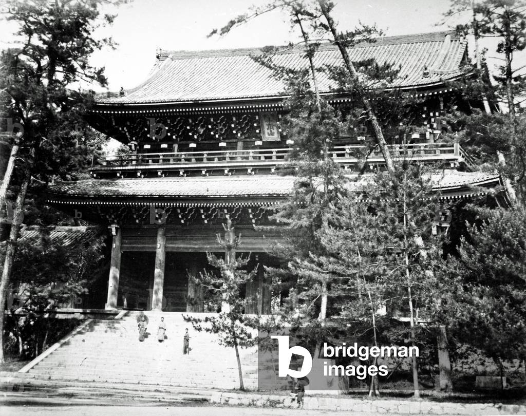 Main Gate to Chion-in Temple, Japan, c. 1860-80 (b/w photo)