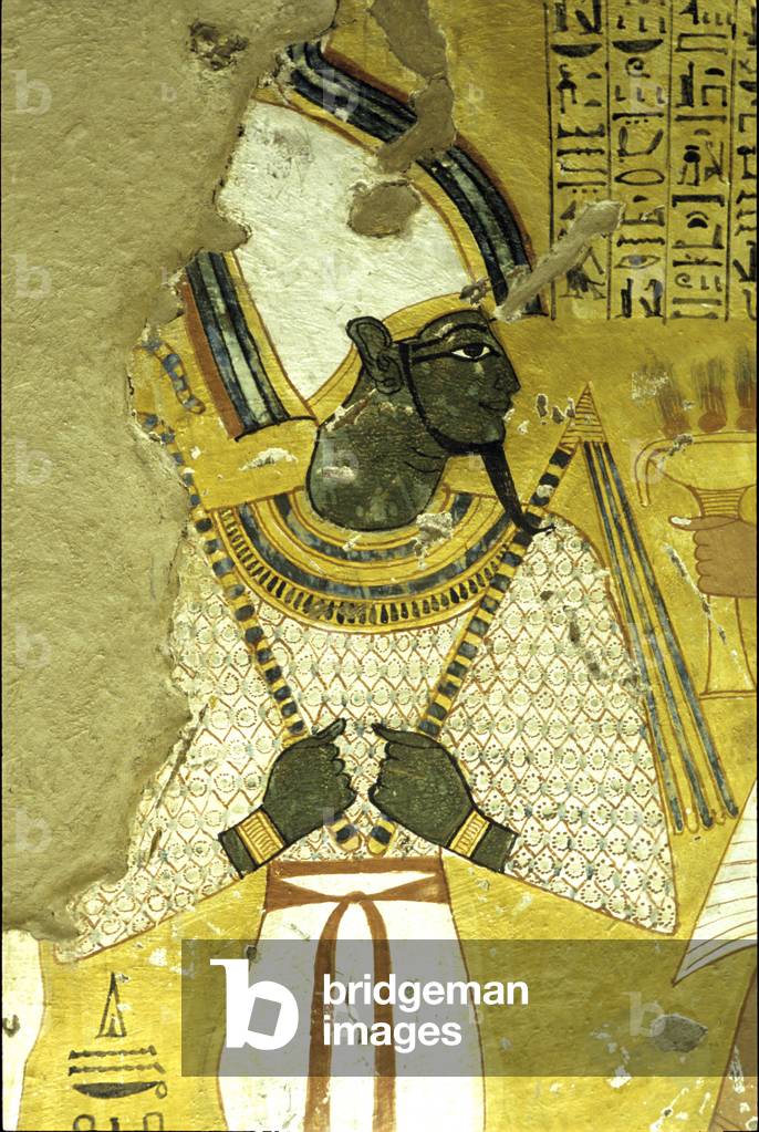 Ancient Egypt, Wall painting Tomb of Inherkhau, Thebes, Tomb of the Nobles, 20th dynasty, Osiris, God of the afterlife (photo)