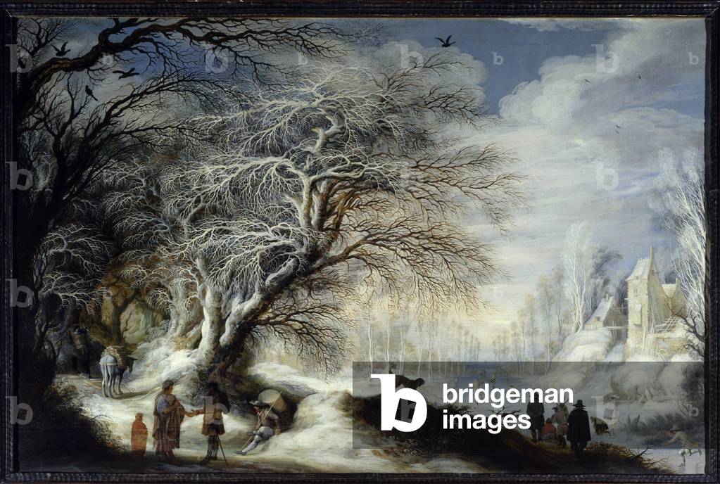 Winter landscape, 1630 (oil on wood)