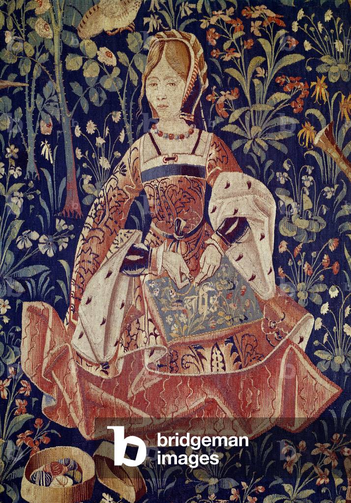 Hanging of seigneurial life: Embroidery. Detail. Tapestry, c.1520 (wool and silk)