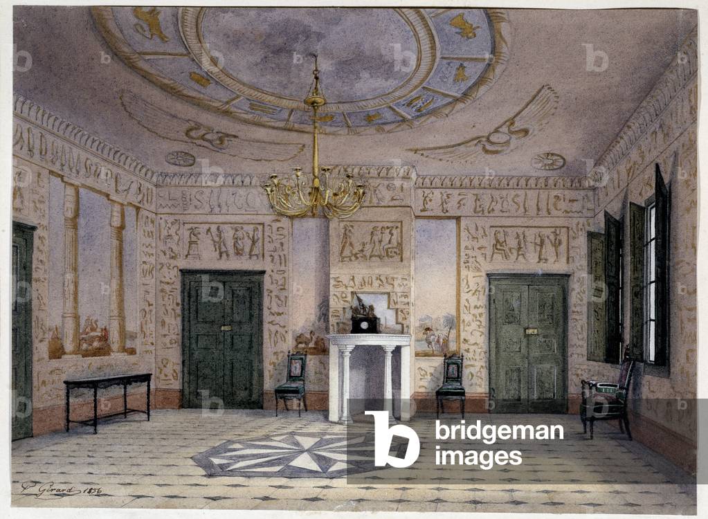 View of the Egyptian living room of Villa San Martino, residence of Napoleon I during his exile at Elba Island