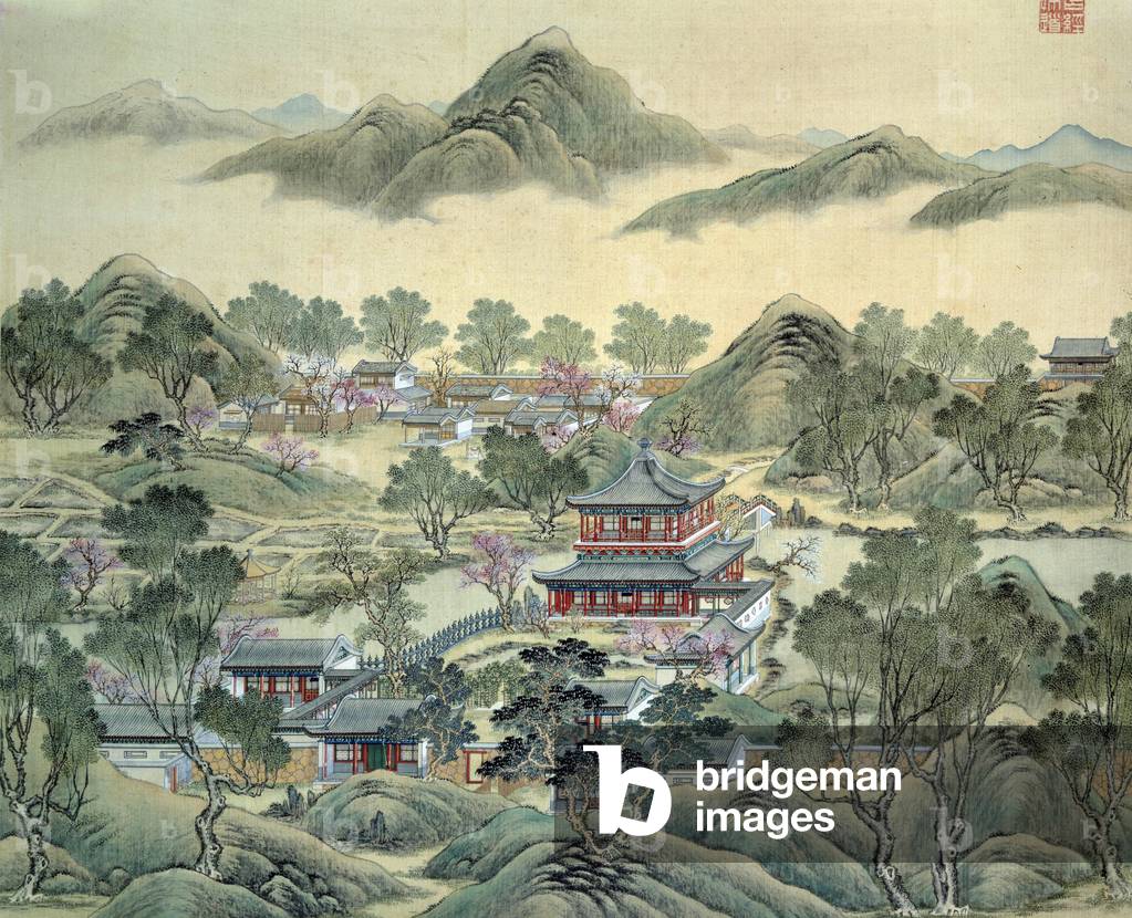 The Detail pavilion of a 19th century (estampe)