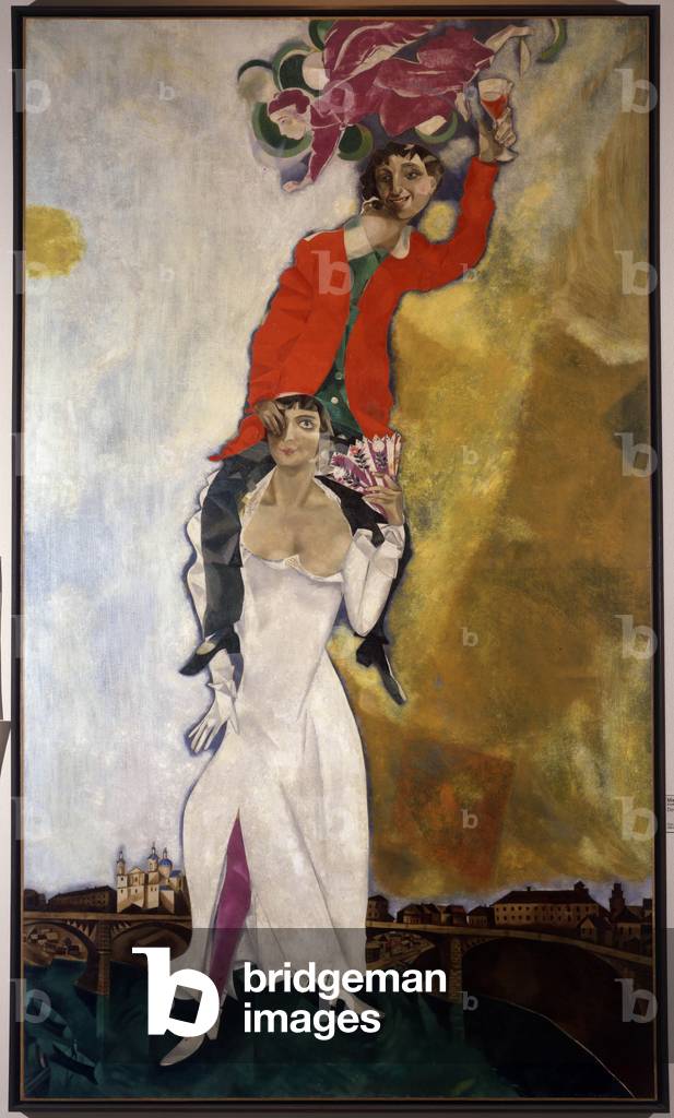 Doppelporträt mit einem Glas Wein, 1917 (Öl auf Leinwand)