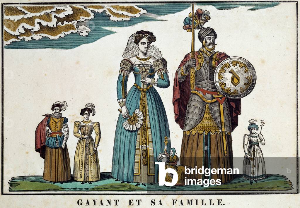 Portrait of Gayant, a giant symbolizing the city of Douai, 18th century (engraving)