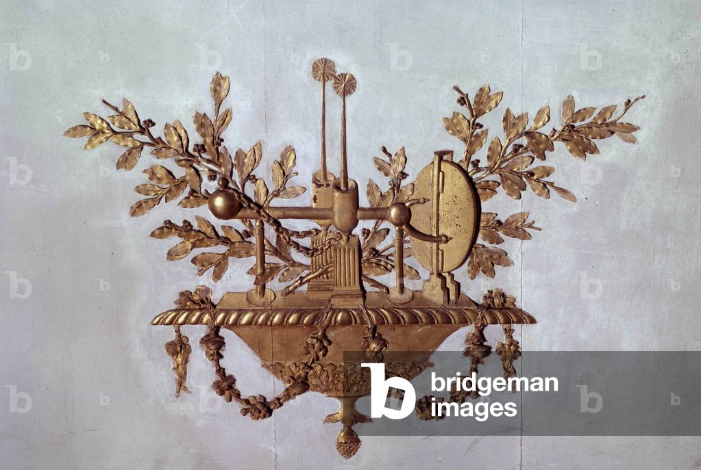 Detail of a woodwork of the cabinet of King Louis XV in Versailles, 18th century (wood)