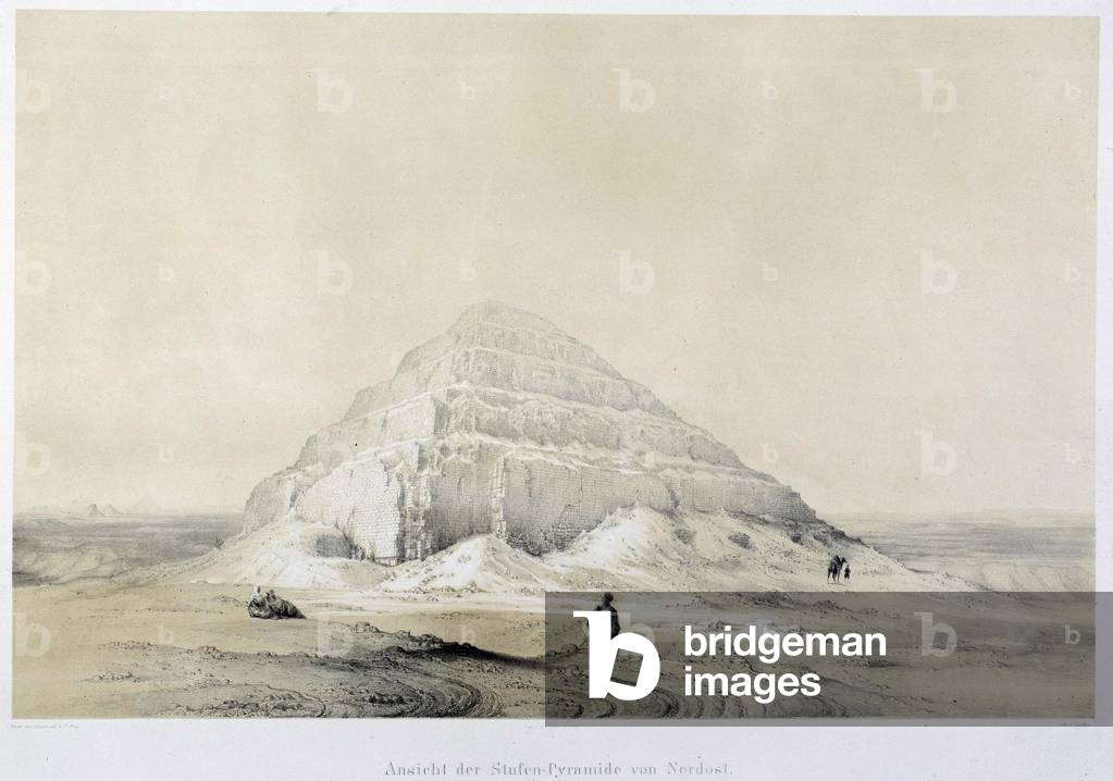 View of the pyramid of Saqqarah (Sakkarah). Egypt, 19th century (litho)