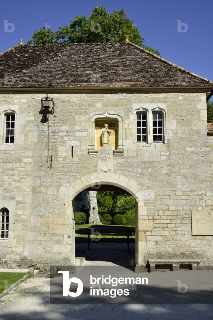 View of the entrance to the Cistercian Abbey of Fontenay, Burgundy, 12th century (photo)