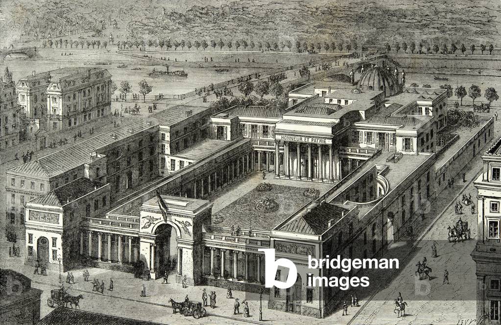 Bird view of the Palais de la Legion d Honour restored in the 19th century (engraving)