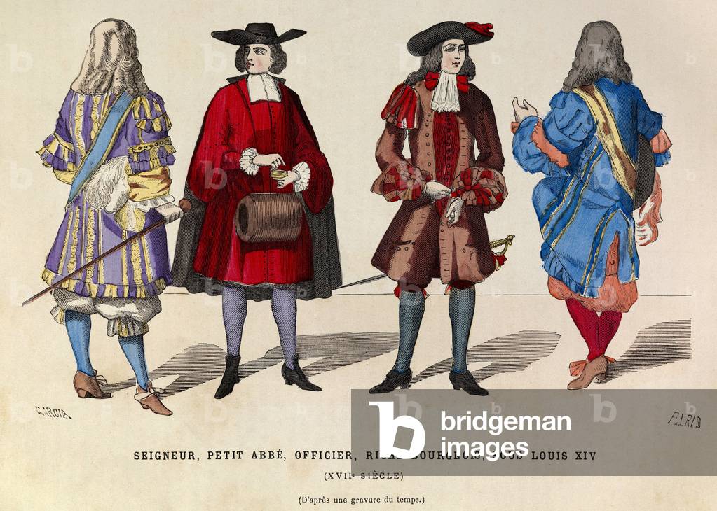 Costumes of Lord, little abbe, 17th century (engraving)
