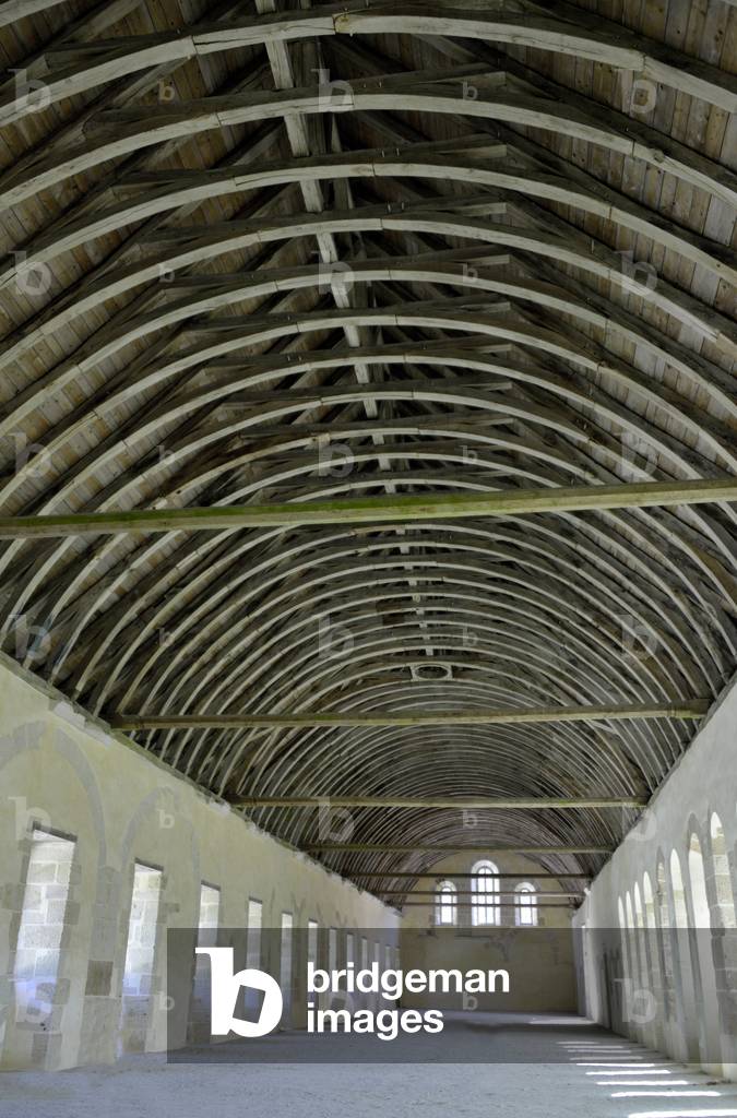 The dormitory of the monks of the Cistercian abbey of Fontenay, Burgundy, 15th century (photo)