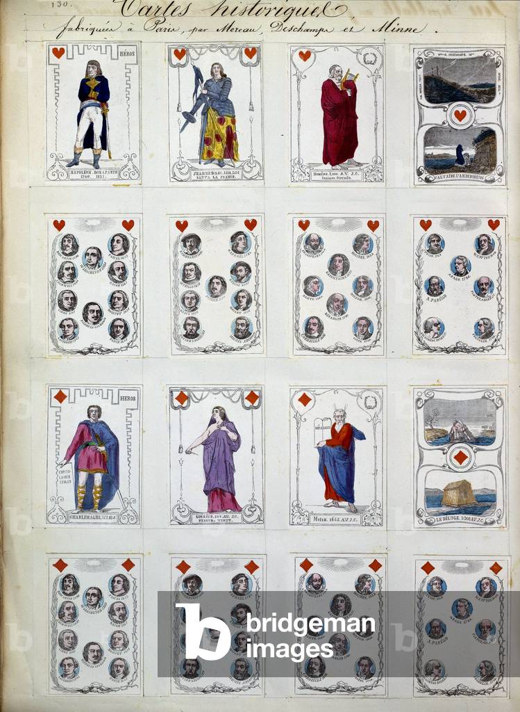 Image of Print depicting Historical game cards representing great characters from history 1801 by Unknown arti