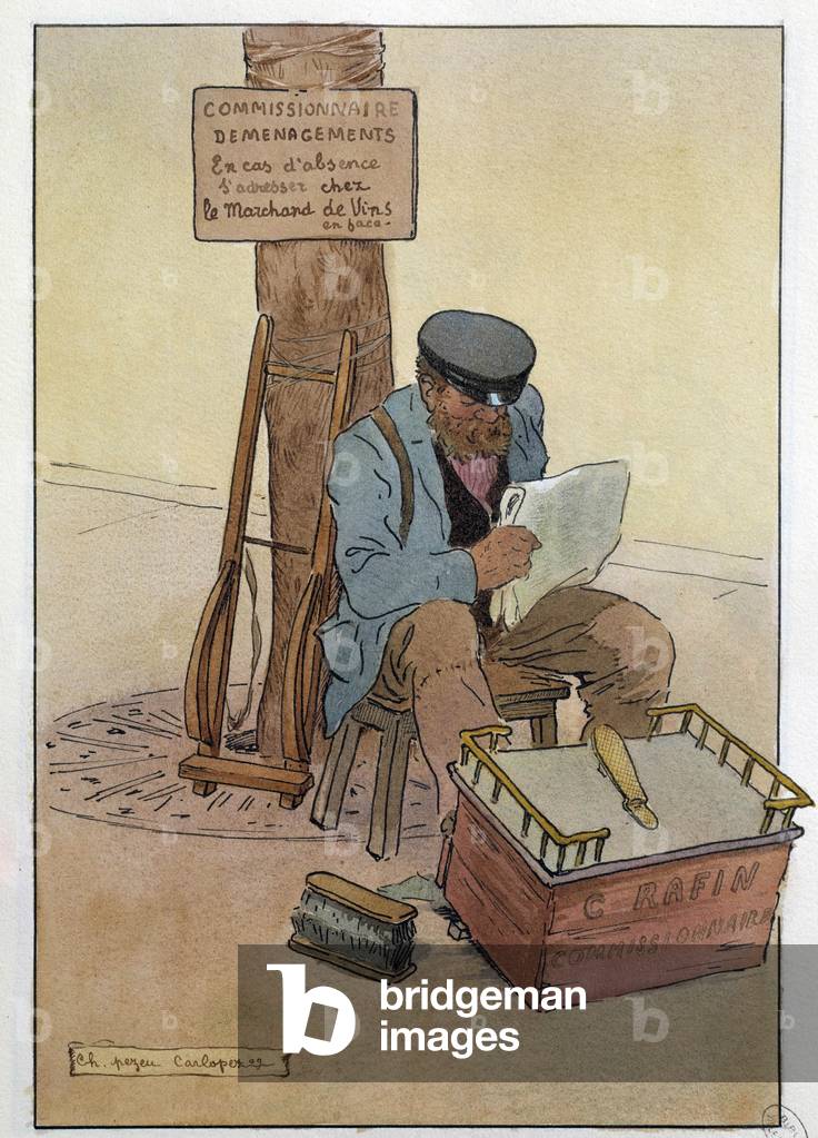 Small metiers of Paris: the shoe shoeshine, 1909 (litho)
