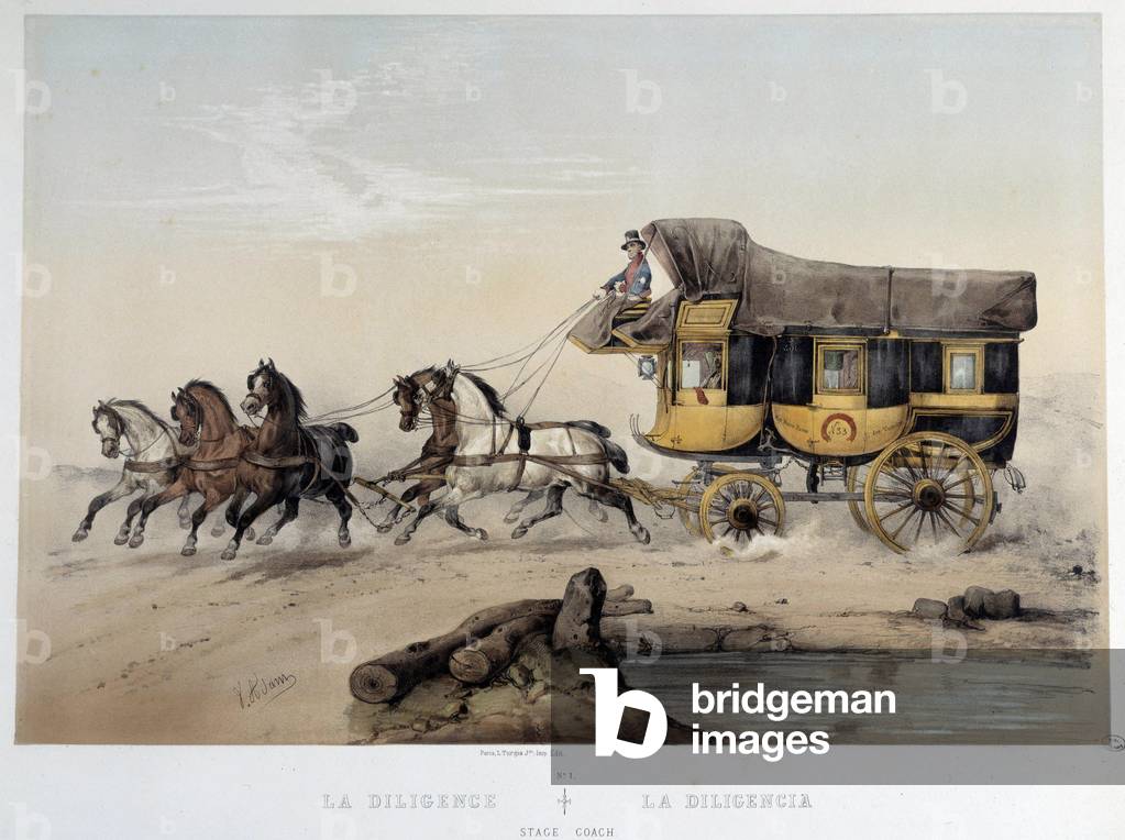Bild von Druck "„La diligence“" 1870 von Albert Adam