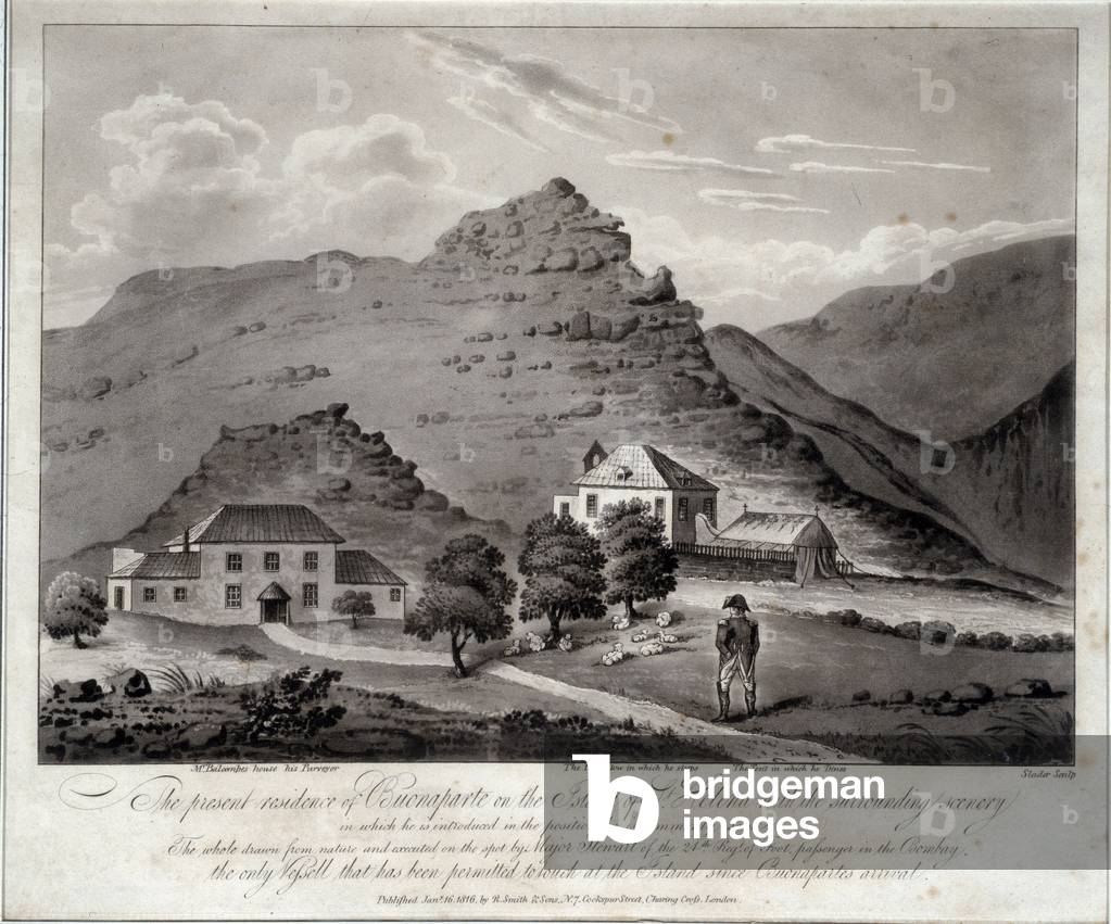 View of the island of Sainte Helene (Ile Sainte-Helene) Malmaison, 19th century (etching)