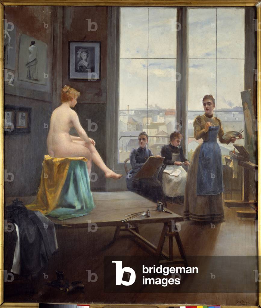 Young girls workshop A model poses for young women painters, 1896 (oil on canvas)