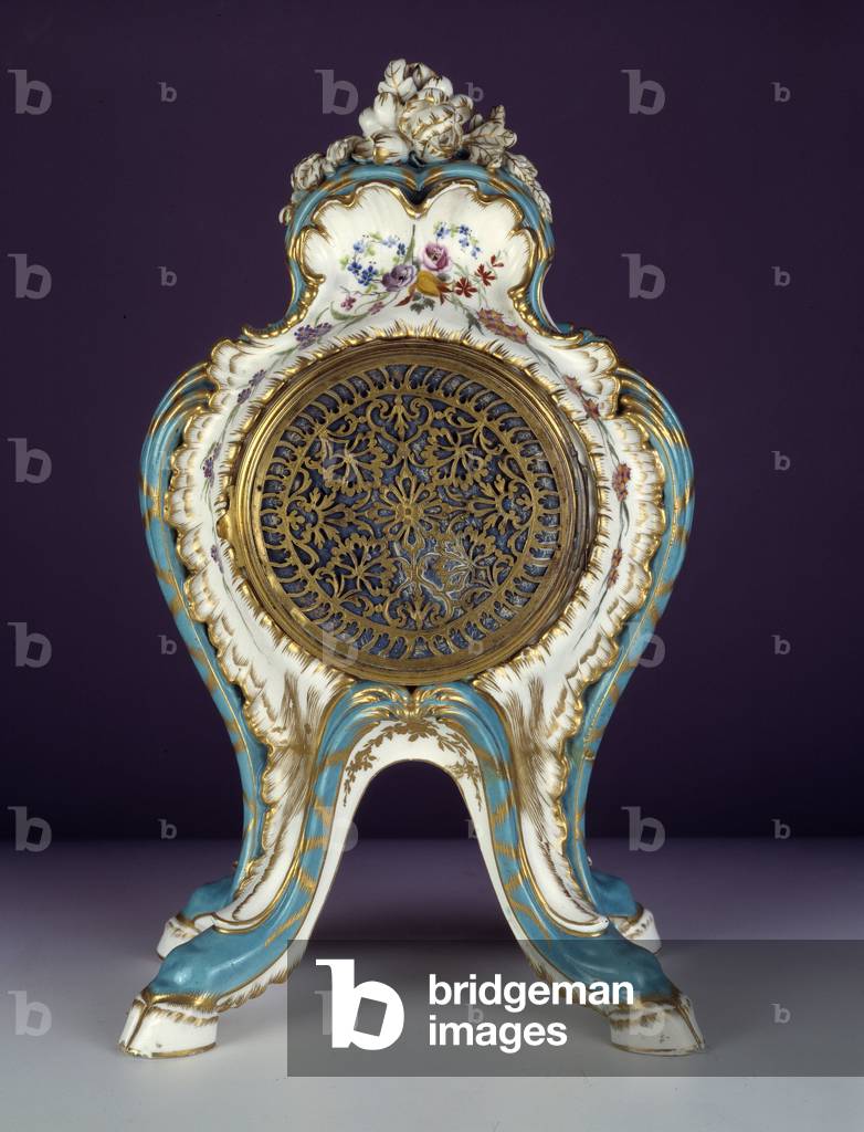 Pendulum with four crowbar legs made of soft porcelain at the Sevres factory. c.1762 (porcelain)