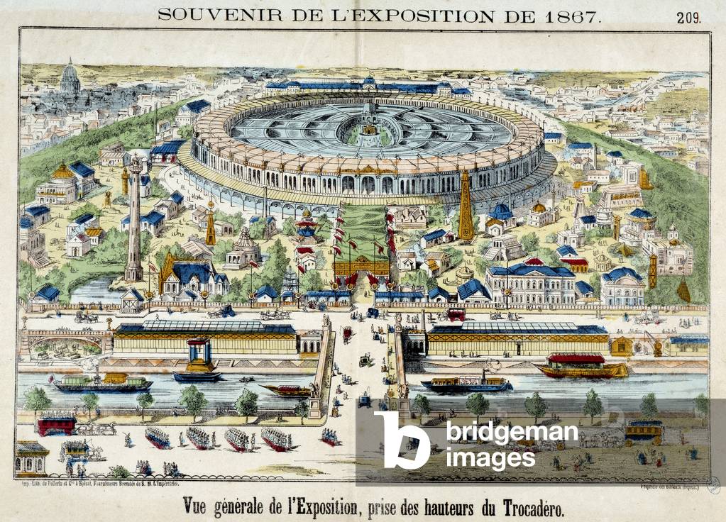 View of the world exhibition from the Trocadero in Paris, 1867 (engraving)