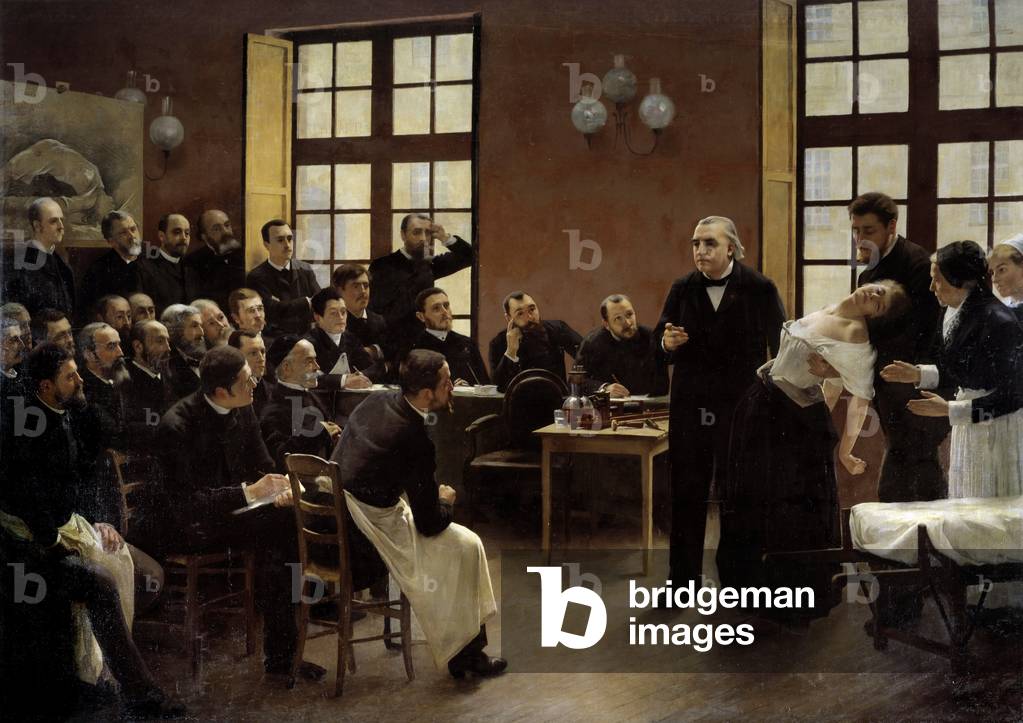 A clinical lecture by Dr, 1887 (oil on canvas)