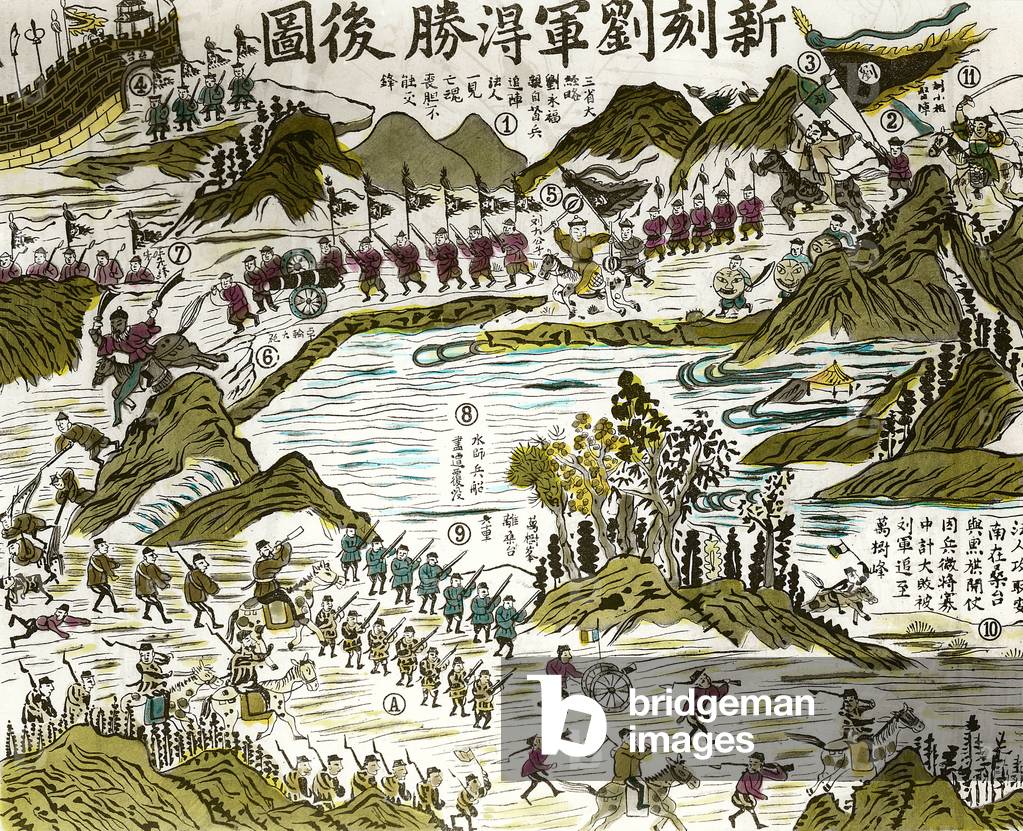 Capture of the town of Son Tay by the French General Bouet (1833-1887) in 1883., 19th century (engraving)