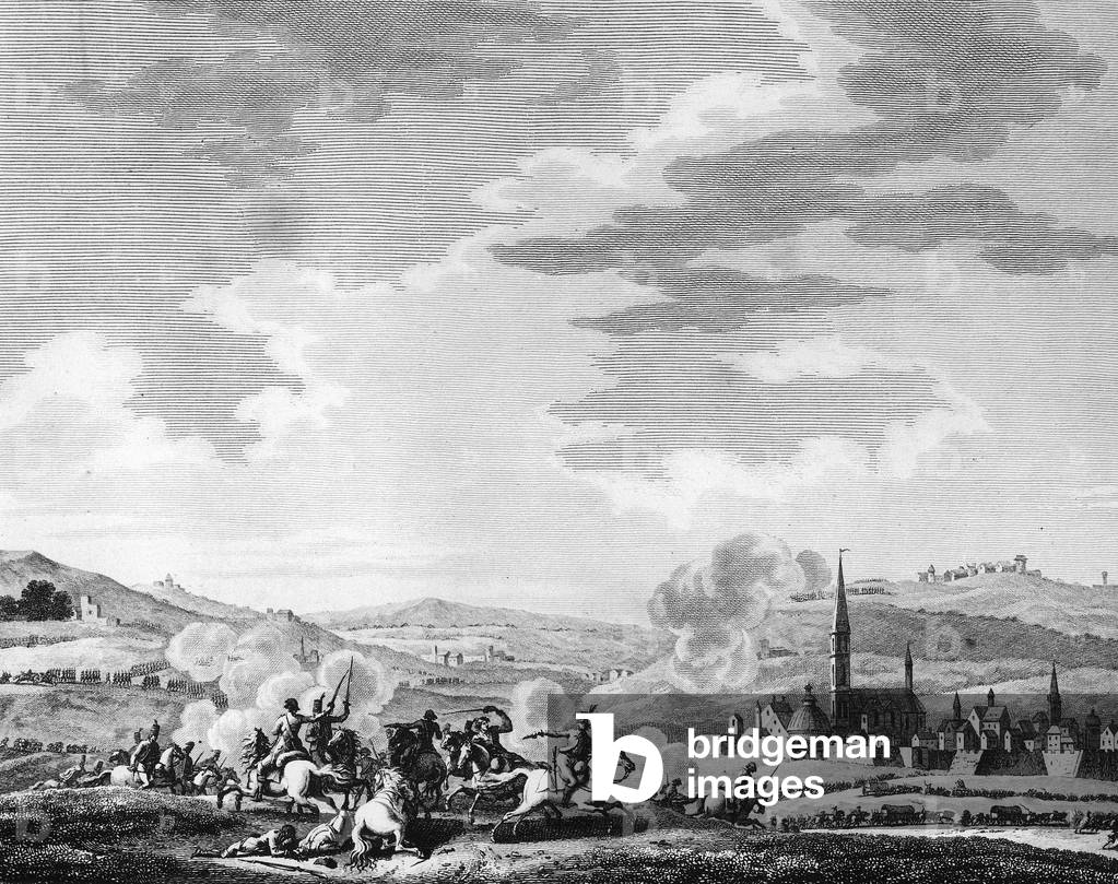 French Revolution: Battle of Nerwinden on March 18, 1793 between the Austrian army and the French army, 1793 (engraving and drawing)