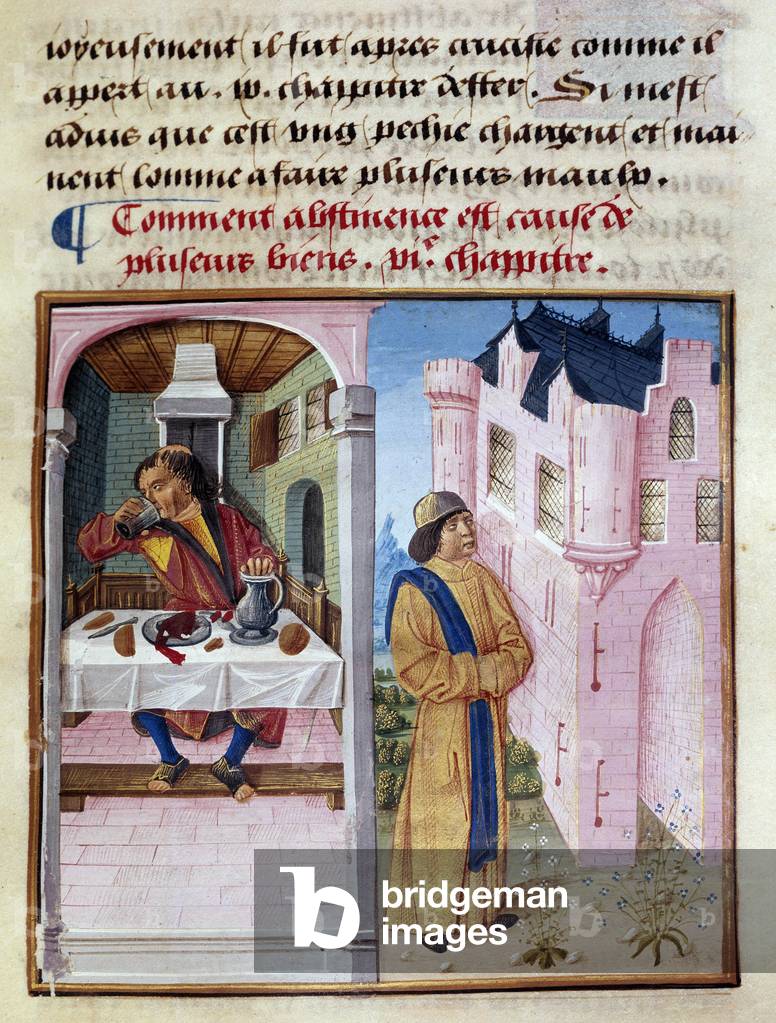 Abstinence leads to virtue and self-control; excess leads to greed and vice, 1490 (miniature)