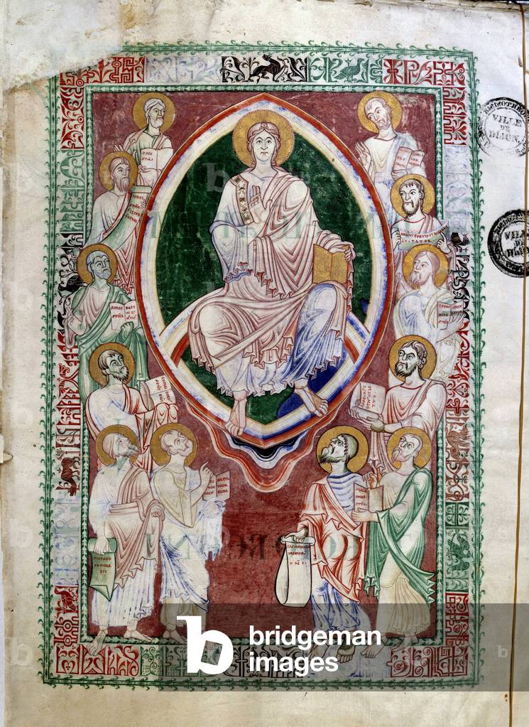 Christ and the prophets of the Old Testament, 12th century (miniature)