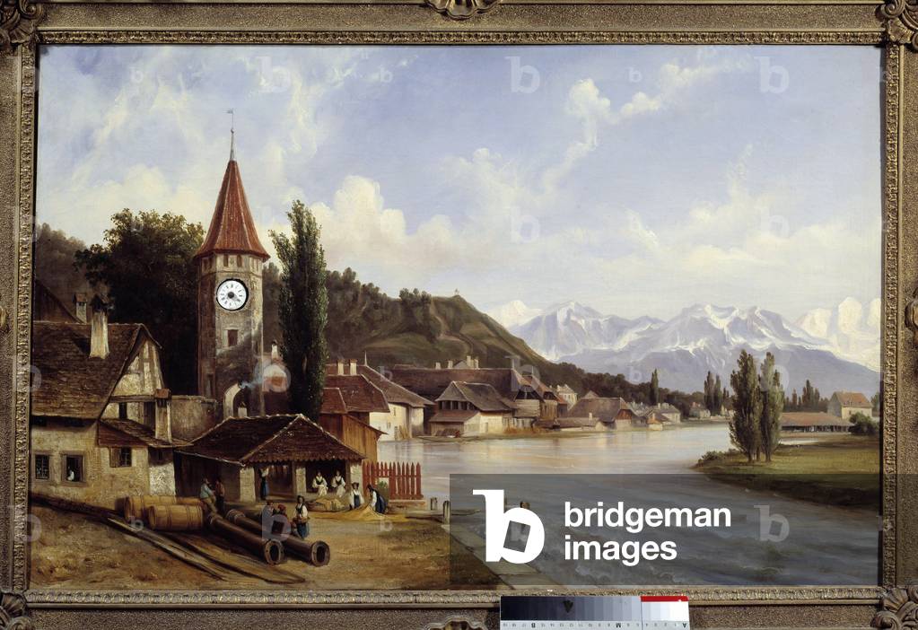 View of the village of Thun in Switzerland, 1838 (oil on canvas)