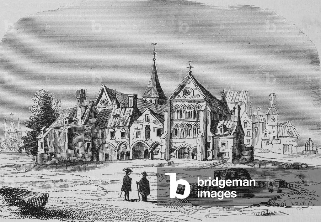 Old Church of the Temple in Paris, 19th century (engraving)
